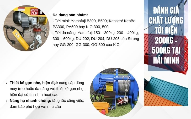 Đánh giá chất lượng tời điện 200kg - 500kg tại Hải Minh