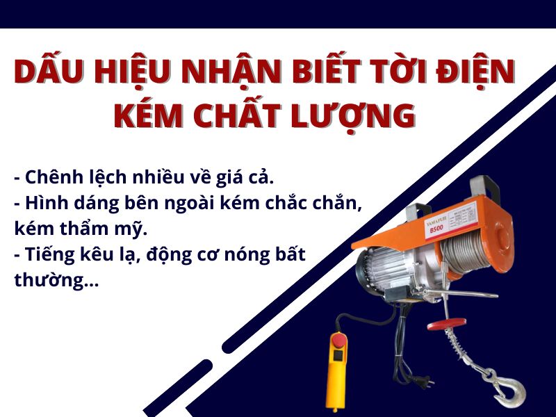 Dấu hiệu nhận biết tời điện kém chất lượng