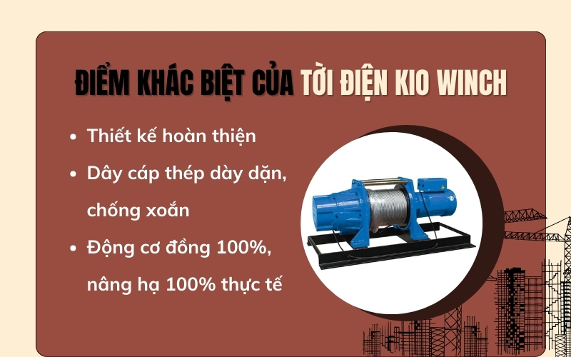 Điểm khác biệt của tời điện Kio Winch so với thị trường