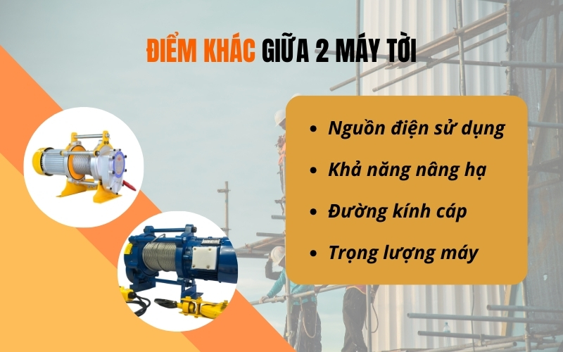 Điểm khác nhau của 2 máy tời điện