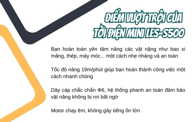 Điểm vượt trội của tời điện mini LES-S500