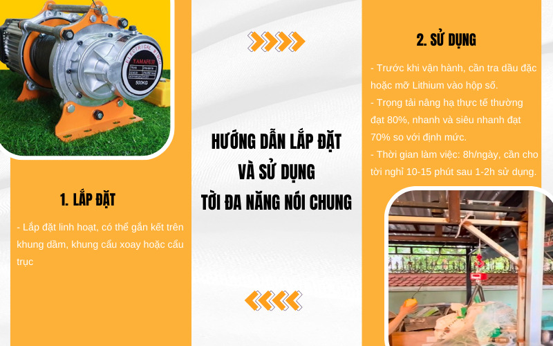 Hướng dẫn lắp đặt và sử dụng tời đa năng nói chung