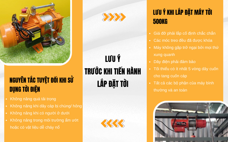 Lưu ý trước khi tiến hành lắp đặt máy tời