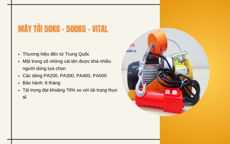 Máy tời 50kg-500kg Vital Trung Quốc