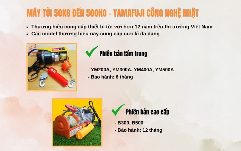 Máy tời 50kg đến 500kg – Yamafuji công nghệ Nhật