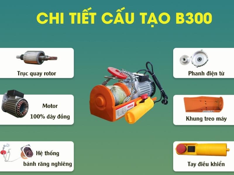 Máy tời điện mini Yamafuji B300 (đạt tải 100% cáp dài 20m)