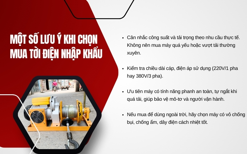 Một số lưu ý khi chọn mua tời điện nhập khẩu