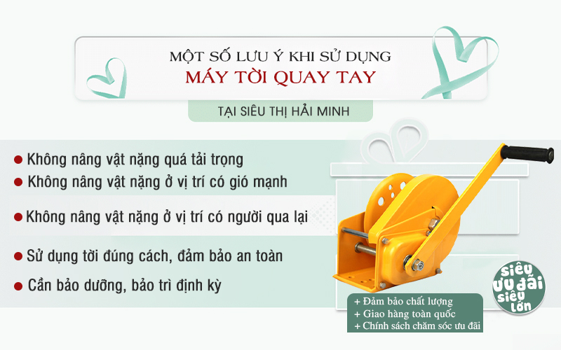 Một số lưu ý khi sử dụng máy tời quay tay