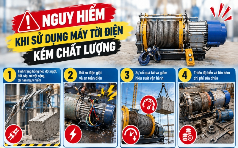 Nguy hiểm khi sử dụng máy tời điện kém chất lượng