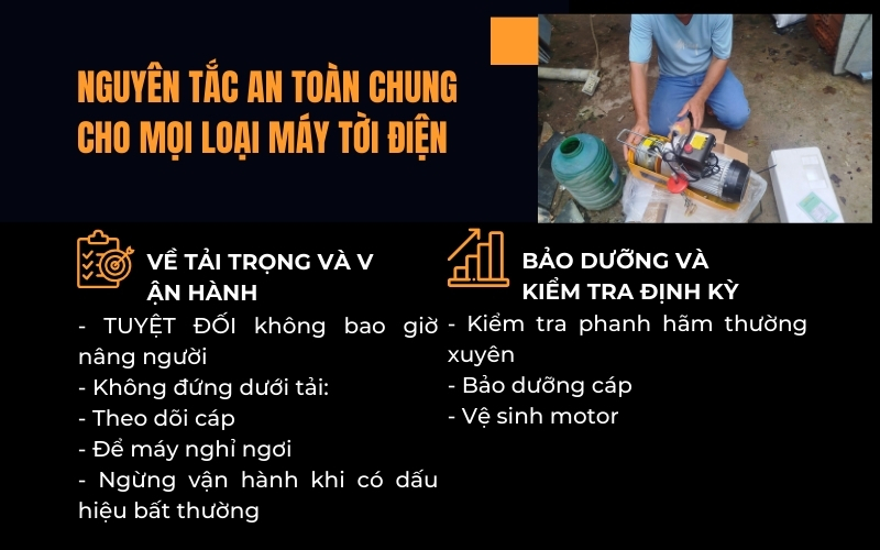 Nguyên tắc an toàn chung cho mọi loại máy tời điện