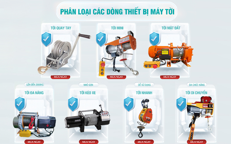 Phân loại các dòng máy tời điện hiện nay