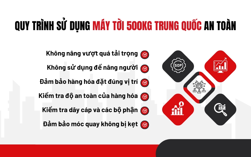 Quy trình sử dụng máy tời 500kg Trung Quốc an toàn