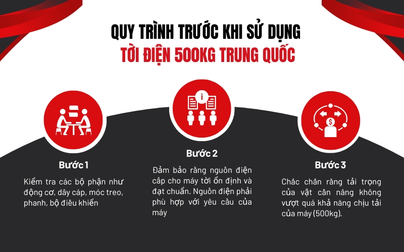 Quy trình trước khi sử dụng tời điện 500kg Trung Quốc