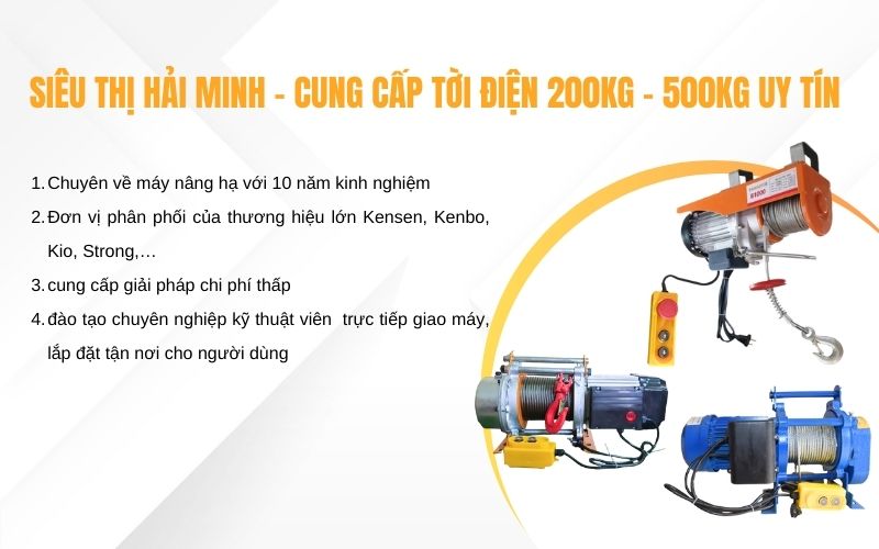 Siêu thị Hải Minh cung cấp máy tời điện 200kg - 500kg uy tín