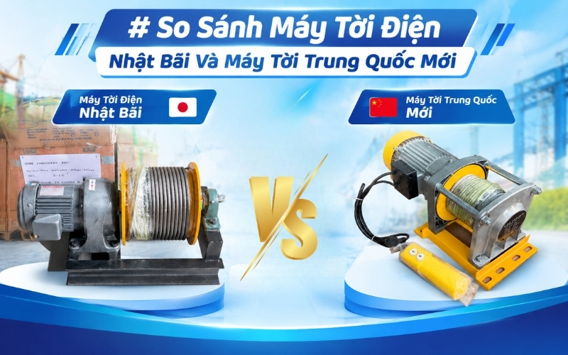 So Sánh Máy Tời Điện Nhật Bãi Và Máy Tời Trung Quốc Mới