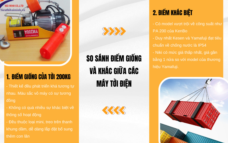 So sánh điểm giống và khác giữa các máy tời điện