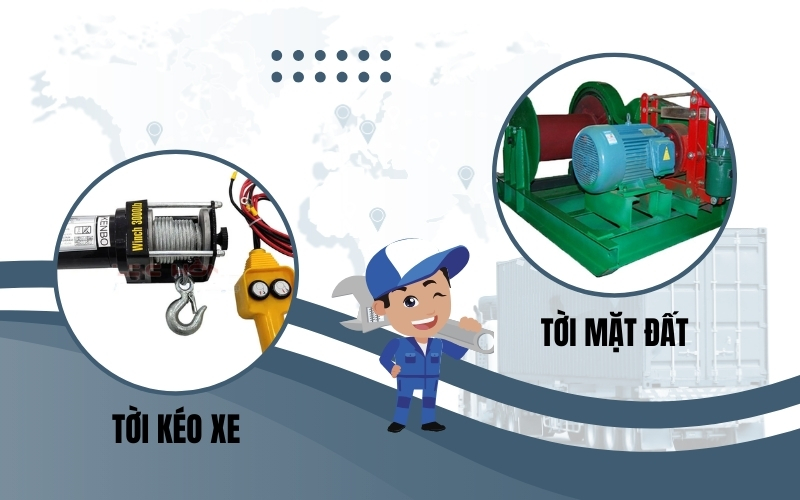 So sánh máy tời mặt đất và tời kéo xe