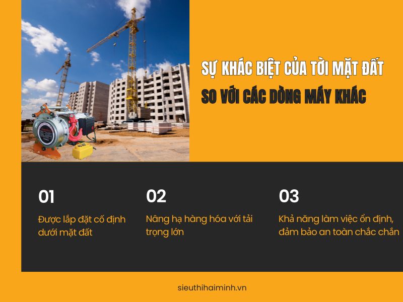 Sự khác biệt của tời mặt đất so với các dòng máy khác