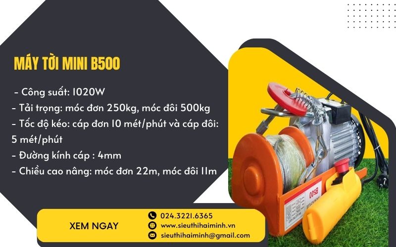 Thông số kĩ thuật tời mini B-500