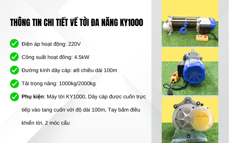 Thông tin chi tiết về tời đa năng KY1000