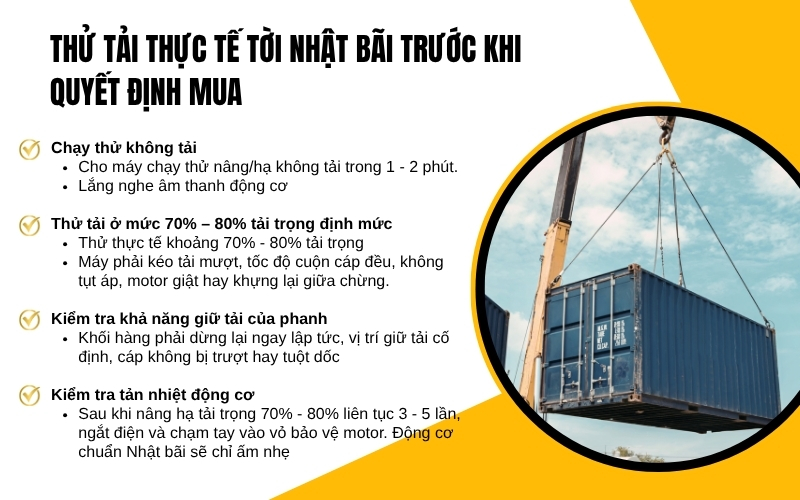 Thử tải thực tế tời Nhật Bãi trước khi quyết định mua