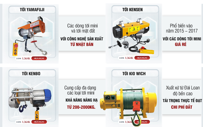 Thương hiệu cung cấp tời điện uy tín hiện nay