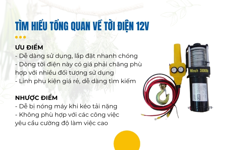 Tìm hiểu tổng quan về tời điện 12V