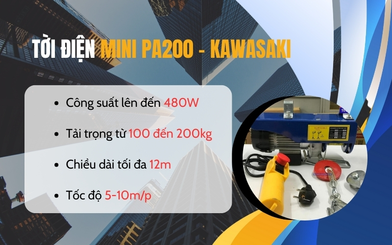 Tời điện mini PA200 - Kawasaki