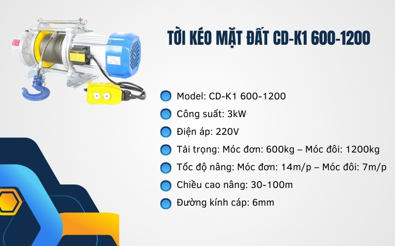 Tời kéo mặt đất CD-K1 600-1200