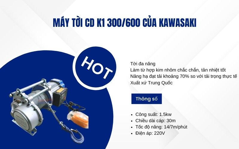 Tổng quan về máy tời CD K1 300/600 của Kawasaki