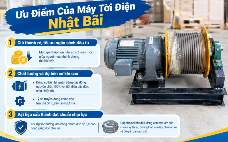 Ưu điểm của máy tời điện Nhật Bãi