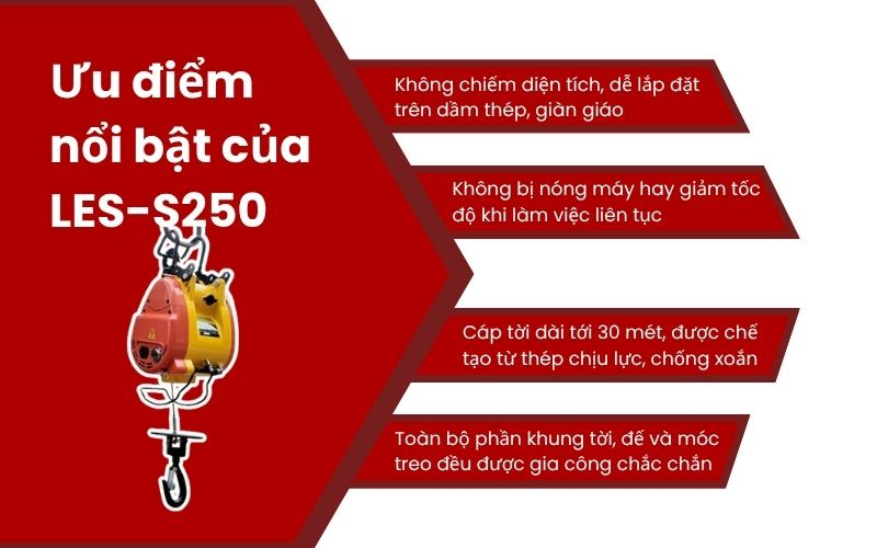 Ưu điểm nổi bật của tời điện mini Leesy LES-S250