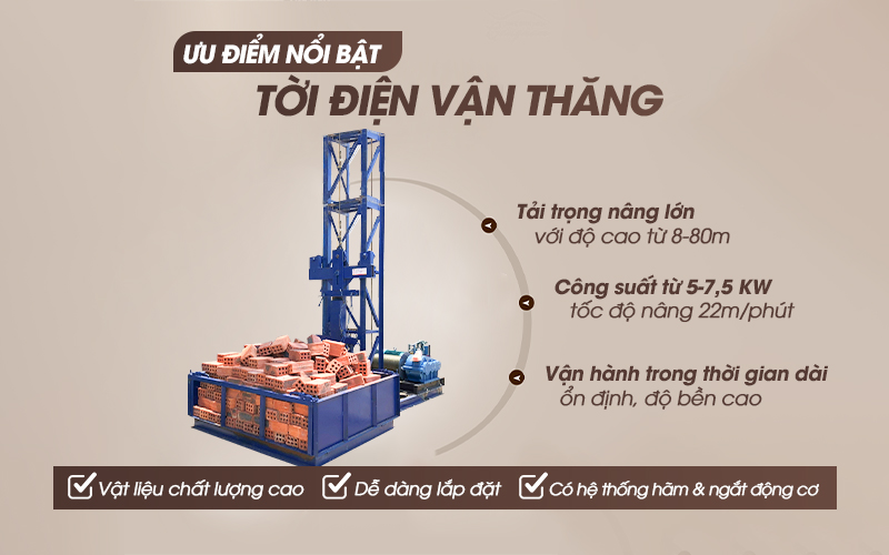 Ưu điểm vượt trội của tời vận thăng