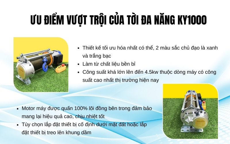 Ưu điểm vượt trội của tời đa năng KY1000