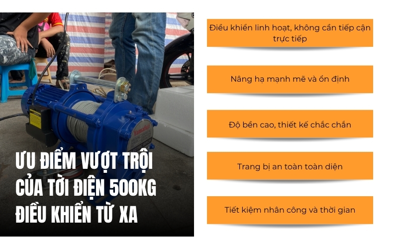 Ưu điểm vượt trội của tời điện 500kg điều khiển từ xa