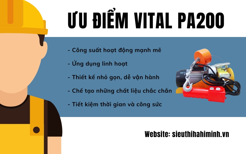 Ưu điểm vượt trội của tời điện mini VITAL PA200