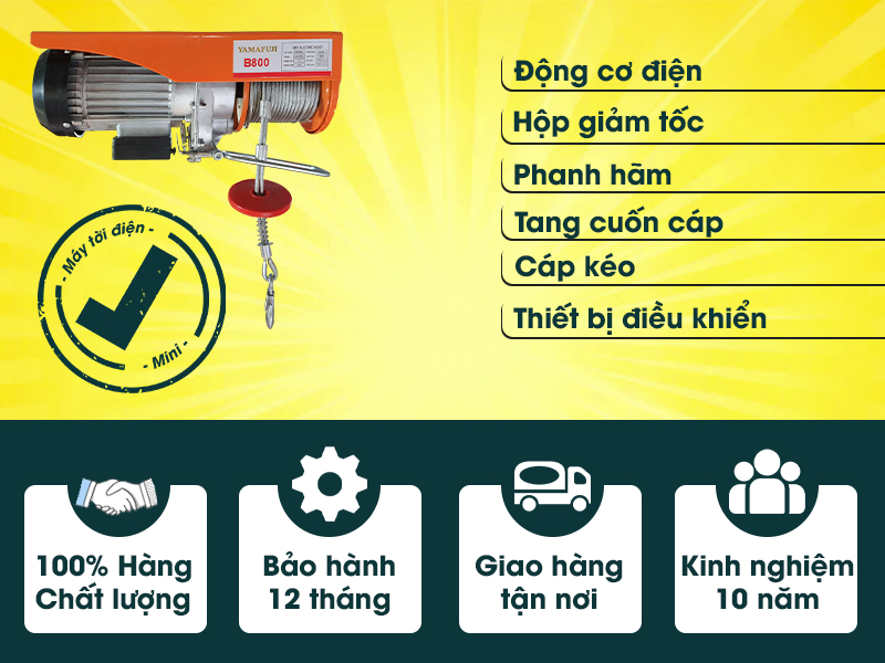 Cấu tạo của tời điện mini