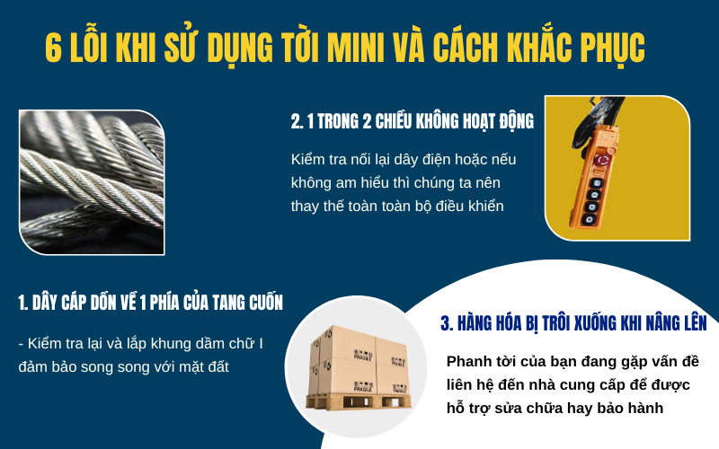 lỗi khi sử dụng tời mini và cách khắc phục