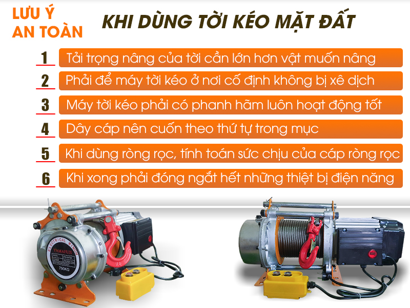 lưu ý khi sử dụng tời mặt đất