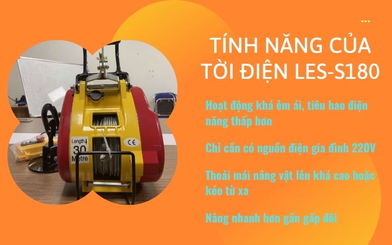 Một vài tính năng của tời điện mini Leesy LES-S180