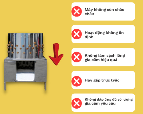 Dấu hiệu máy vặt lông gà đã xuống cấp