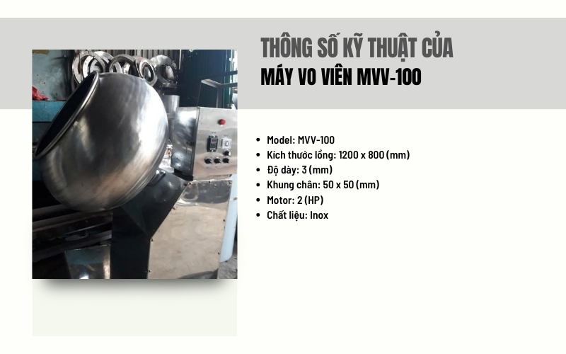 Thông số kỹ thuật của máy vo viên MVV-100