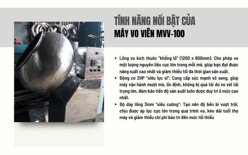 Ưu điểm và tính năng nổi bật của máy vo viên MVV-100