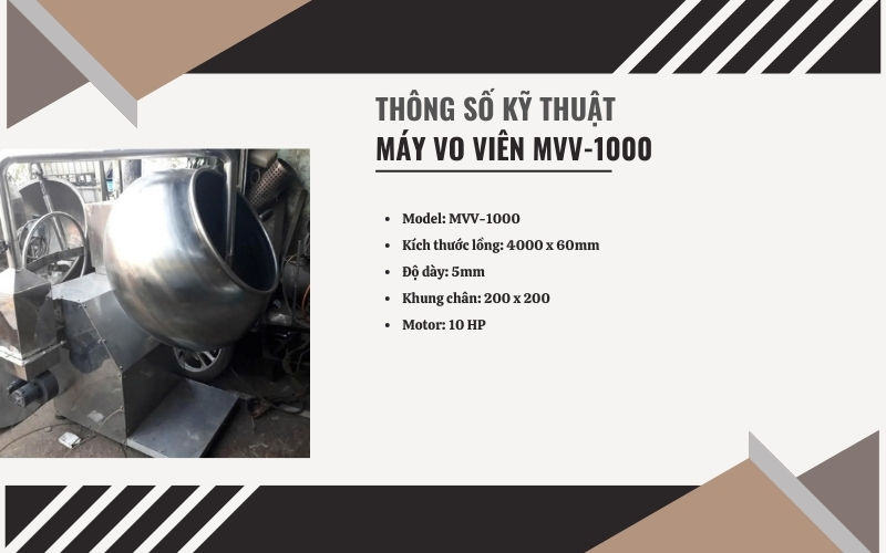 Thông số kỹ thuật của máy vo viên MVV-1000