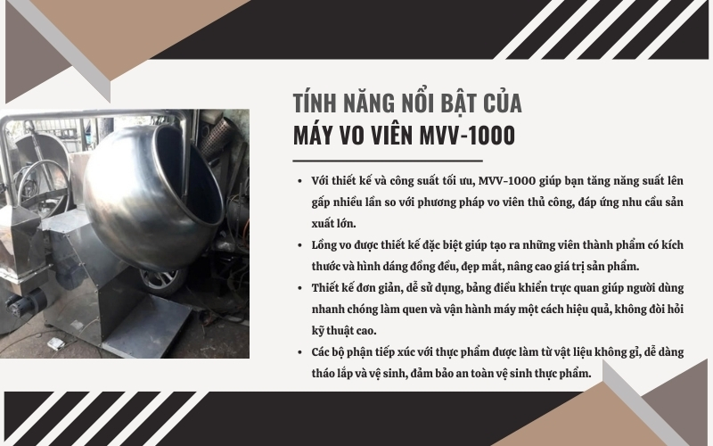 Tính năng nổi bật của máy vo viên MVV-1000