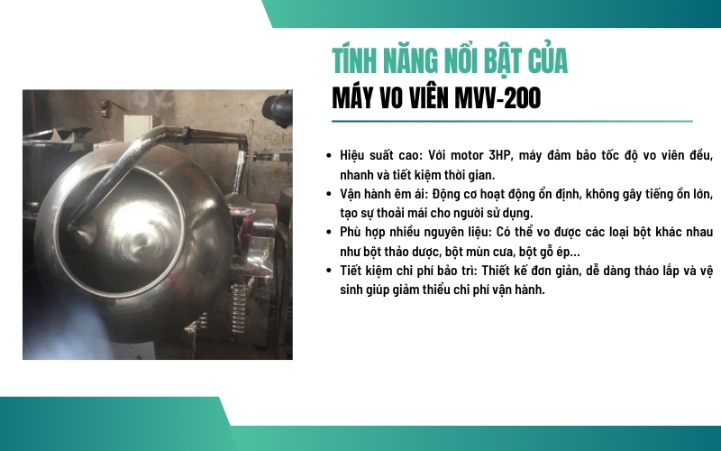 Tính năng nổi bật của máy vo viên MVV-200