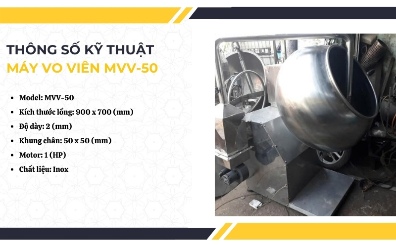 Thông số kỹ thuật của Máy vo viên MVV-50