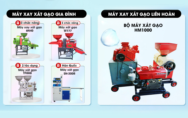 5 dòng máy xay xát gạo chất lượng cao hàng đầu hiện nay