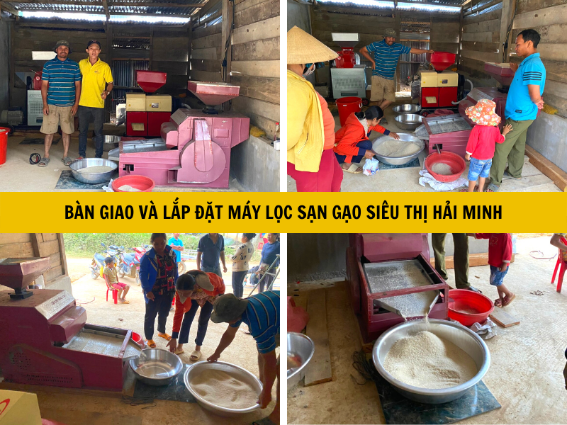 BÀN GIAO VÀ LẮP ĐẶT MÁY LỌC SẠN GẠO SIÊU THỊ HẢI MINH