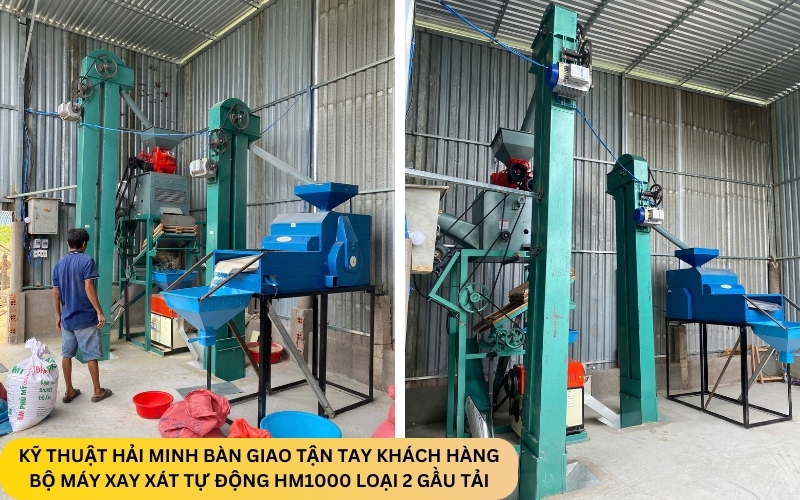 Bộ máy xay xát Tự Động HM1000 loại 2 gầu tải ( điện 1 pha) 